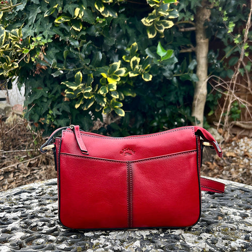 Red Elegance Italian Leather Crossbody Bag
