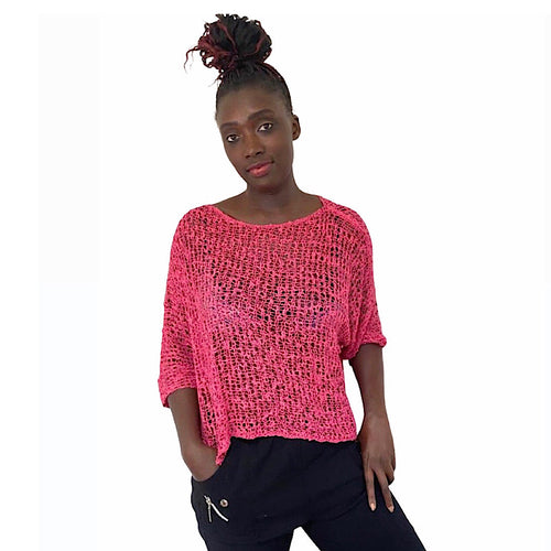 Breezy Raspberry Bohemian Popcorn Cover Up (on model)