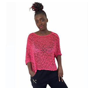 Breezy Raspberry Bohemian Popcorn Cover Up (on model)