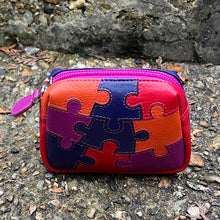 Load image into Gallery viewer, China Rose Jigsaw Leather Coin Purse
