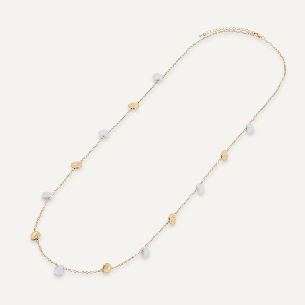 Gold & Cream Faux Pearl Long Necklace