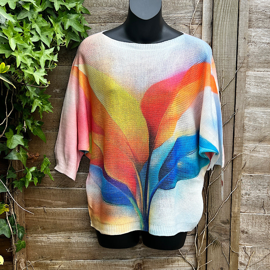 Multi Colour Left Petal Lightweight Crochet Knitted Top