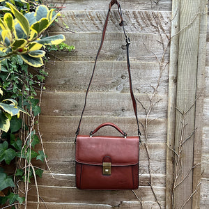 Small Tan Italian Attaché Leather Bag (hanging)