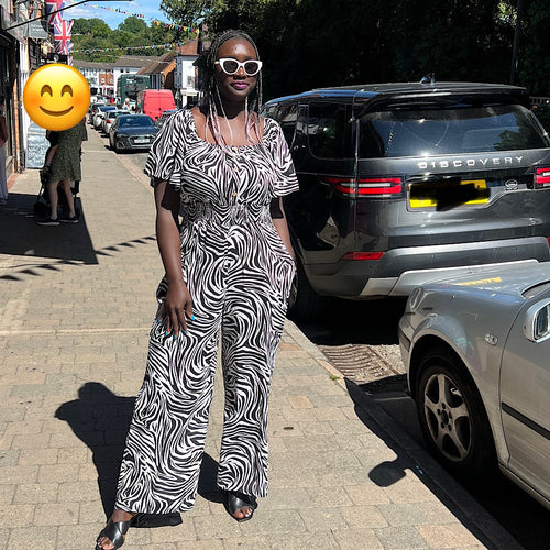Black & White Zebra Print Jumpsuit