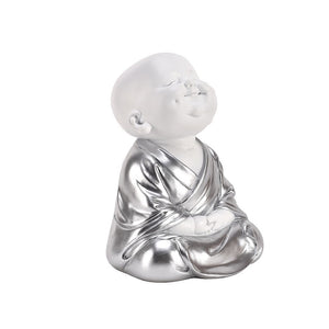 White & Silver Meditating Cherub Buddha (side)