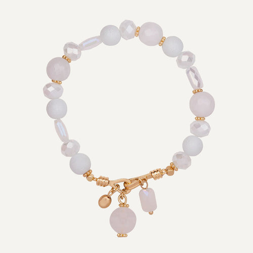 White & Gold 'Venus' Semi-Precious Stone Crystal Elasticated Bracelet