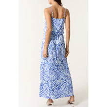 Load image into Gallery viewer, Blue Aztec Puff Ball Cami Dress (back)
