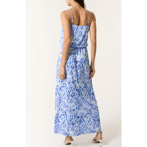 Blue Aztec Puff Ball Cami Dress (back)