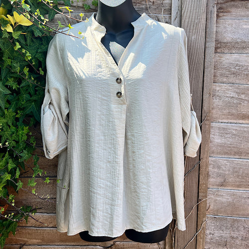 Stone Crepe V-Neck Shirt