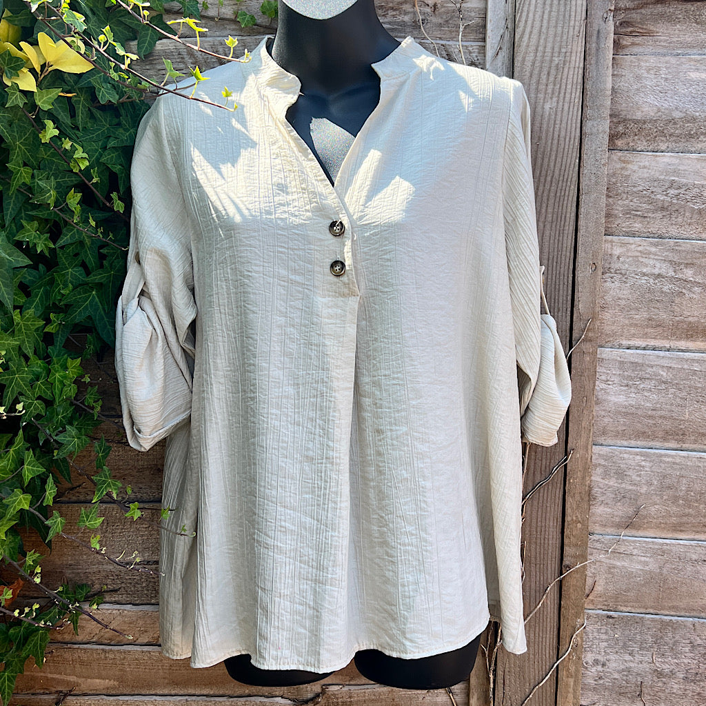 Stone Crepe V-Neck Shirt