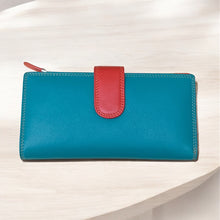 Load image into Gallery viewer, Large Leather Seville Multi Colour Purse (closed)
