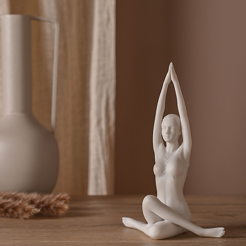 Sun Salutation Yoga Pose White Figurine (side)