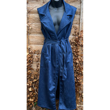 Load image into Gallery viewer, Navy Sleeveless Longline Suedette Gilet
