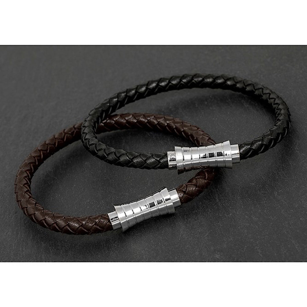 Men Indent Clasp Leather Bracelet