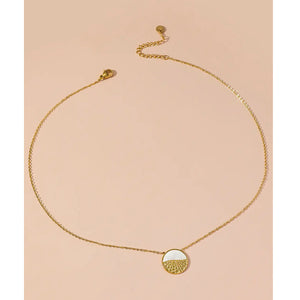 Gold & Peal Tone Stainless Steel Disc Necklace