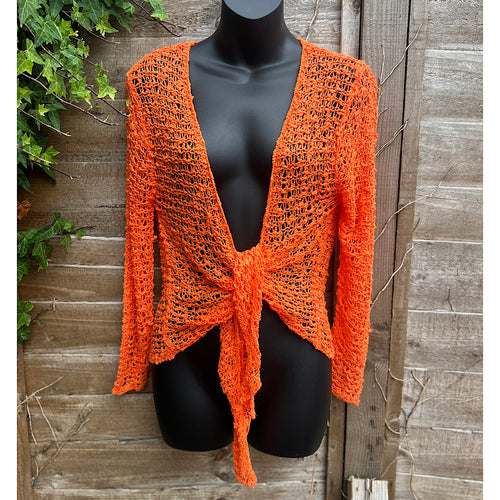 Orange Bohemian Chunky Knitted Shrug