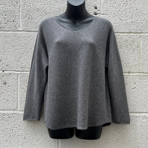 Grey Basic Soft Knit V-Neck Jumper