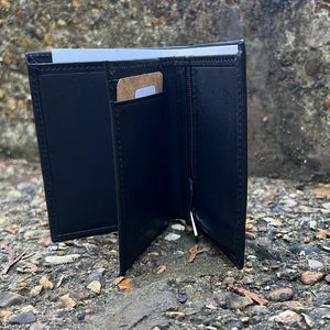 Small Black Italian Leather Wallet | 4 Card Slots