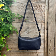 Load image into Gallery viewer, Navy Pochette Zip Top Crossbody Bag (back)
