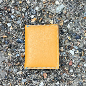 Caribbean Glacier Leather Credit Card Holder | 8 Card Slots (yellow side)