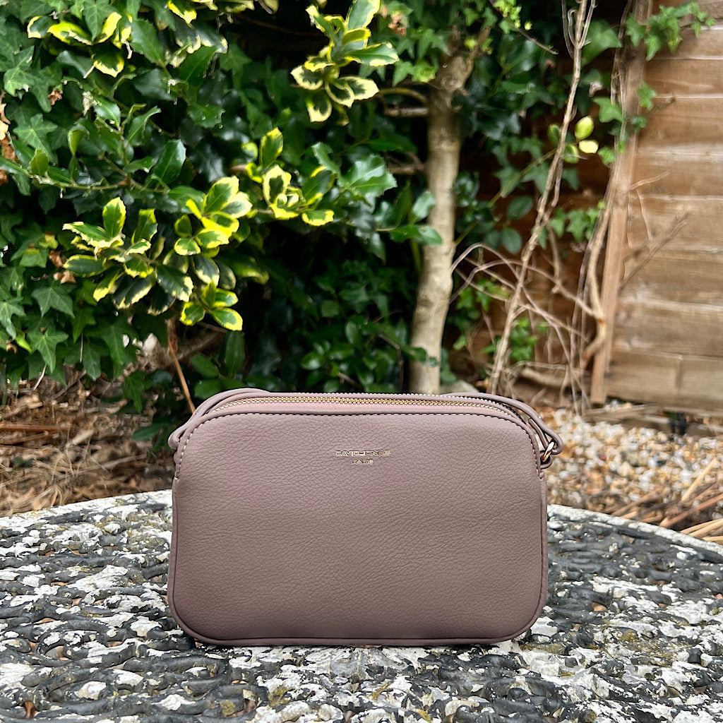 Small Bitter Chocolate Double Zip Crossbody Bag