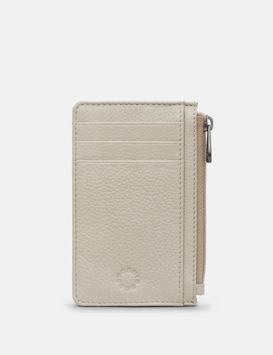 Warm Grey Zip Top Morton Leather Card Holder (Side)