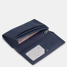 Load image into Gallery viewer, Navy Flap Over Leather Purse By Yoshi (flat)
