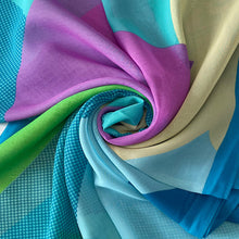 Load image into Gallery viewer, Turquoise Vibrant Geo Print Chiffon Scarf (swirl)
