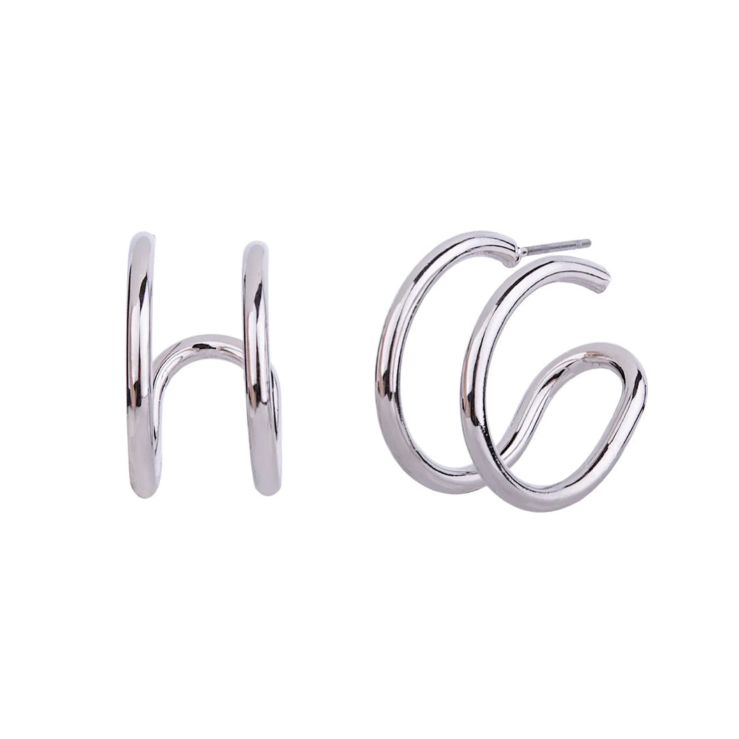 Silver VB Inspired Double Ring Earrings