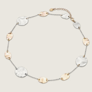 Gold & White Gold Plated Disc Stainless Steel Necklace