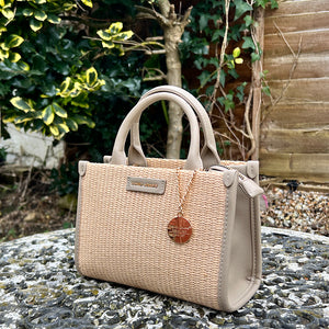 Taos Taupe 'Natalie' Straw Effect Grab Bag (side)