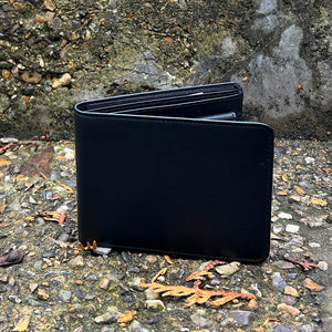 Gents Leather Wallet with 9 Card Slots & Coin Pocket By Black (closed)