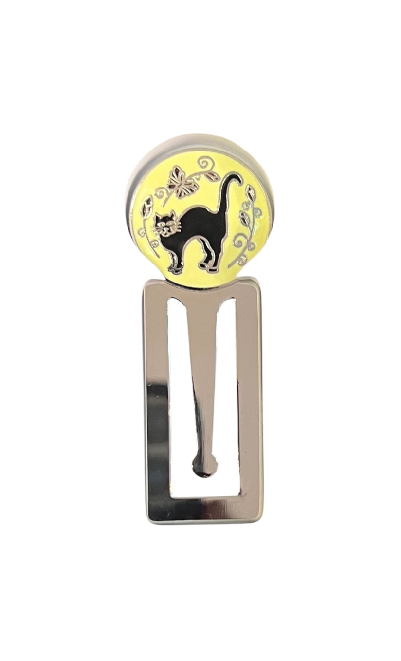 Yellow with Black Cat Motif Bookmark