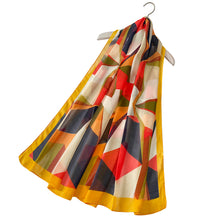 Load image into Gallery viewer, Orange Vibrant Geo Print Chiffon Scarf (flat)
