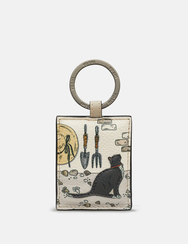 Country Cottage Black Cat Leather Keyring (front)