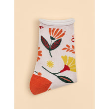 Load image into Gallery viewer, Cream Watercolour Flowers Bamboo Socks (front)

