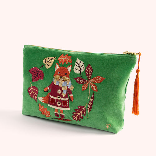 Cosy Foxy Large Velvet Zip Pouch