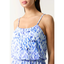 Load image into Gallery viewer, Blue Aztec Puff Ball Cami Dress (close up)
