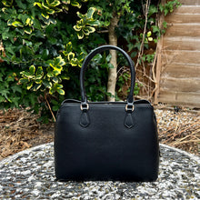 Load image into Gallery viewer, Black Structured Stylish Handbag (back)
