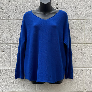 Royal Blue Basic Soft Knit V-Neck Jumper