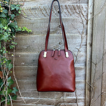 Load image into Gallery viewer, Chestnut 2 in One &#39;Caterina&#39; Italian Leather Shoulder Bag &amp; Backpack (front)
