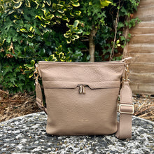 Load image into Gallery viewer, Taupe Front Zip Pocket Messenger Style Bag

