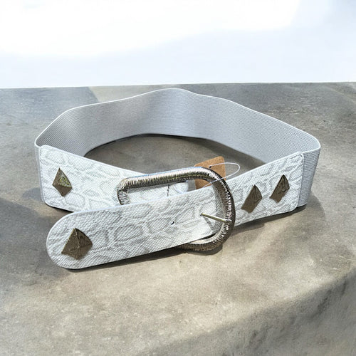 Silver & White Elasticated Belt