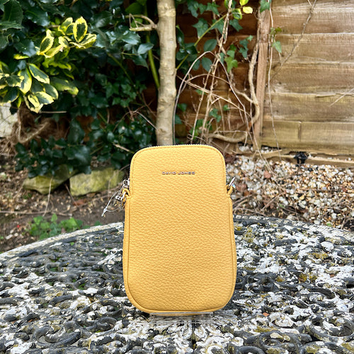 Yellow Single Zip Phone Bag By David Jones