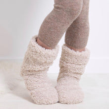 Load image into Gallery viewer, Totes Toasties Chunky Teddy Slipper-Sock Booties – Oatmeal (model)
