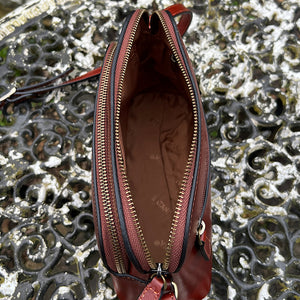 Chestnut 'Cecilia' Italian Leather Crossbody Bag (open)
