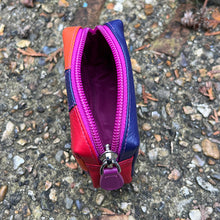 Load image into Gallery viewer, China Rose Jigsaw Leather Coin Purse (open)

