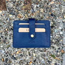 Load image into Gallery viewer, Navy Roma Luxe Italian Leather Card &amp; Coin Holder
