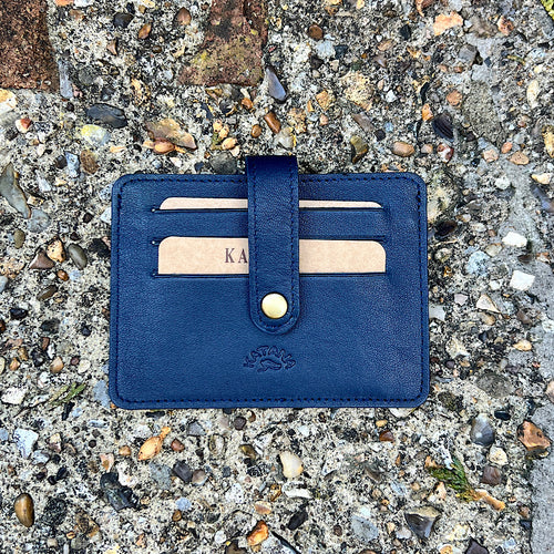 Navy Roma Luxe Italian Leather Card & Coin Holder