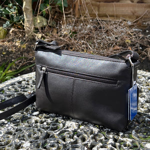 Brown 'Astrid' Classic Leather Crossbody Bag (back)